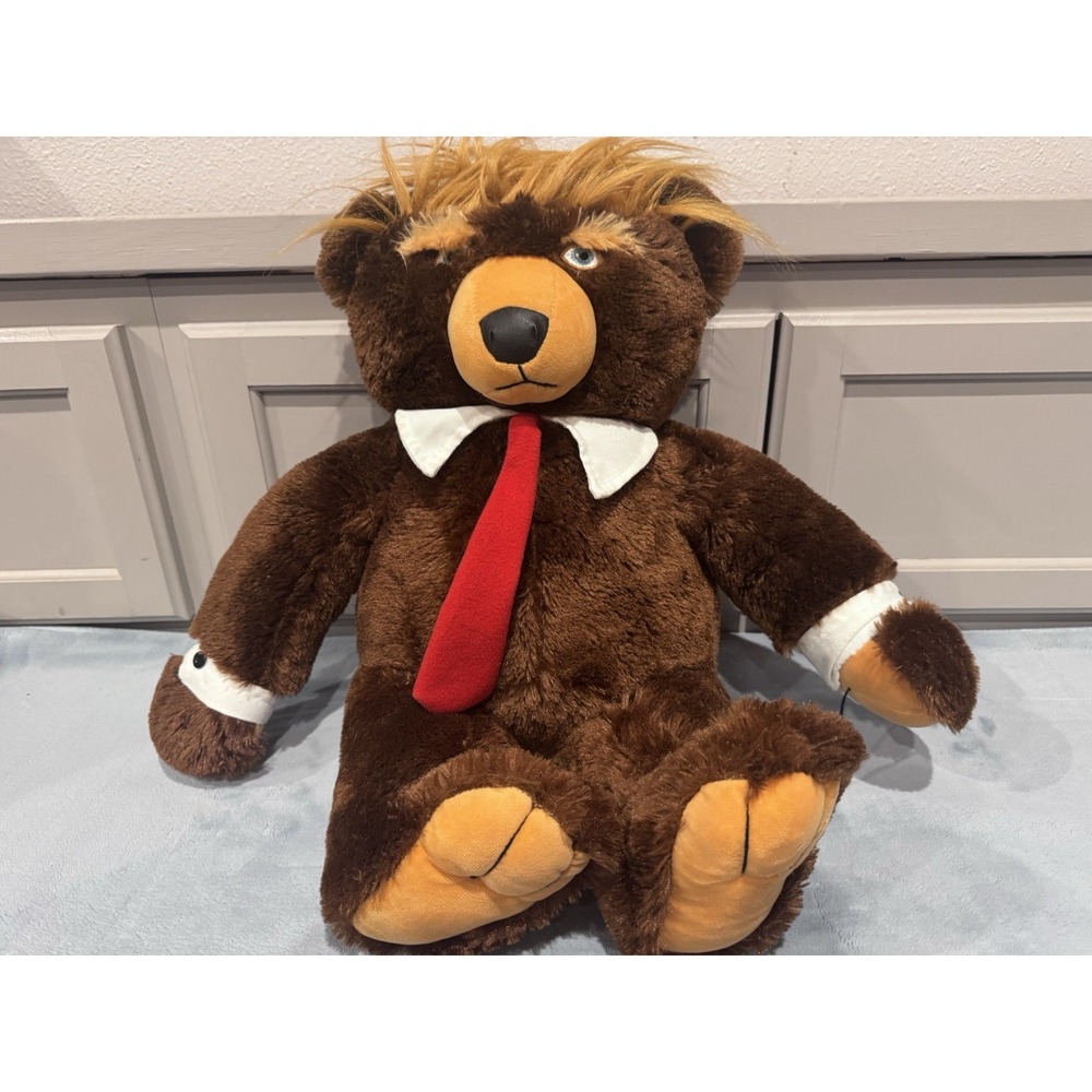 Funny Donald Trump Trumpy Bear Plush Teddy Bear Red Tie Parody Political Toy